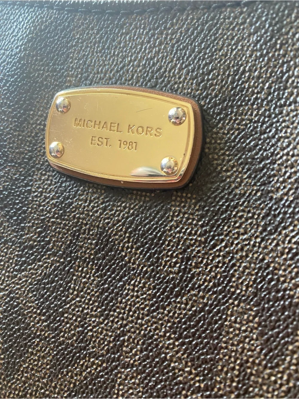 Michael Kors Dark Brown Logo Messenger with Tan Strap